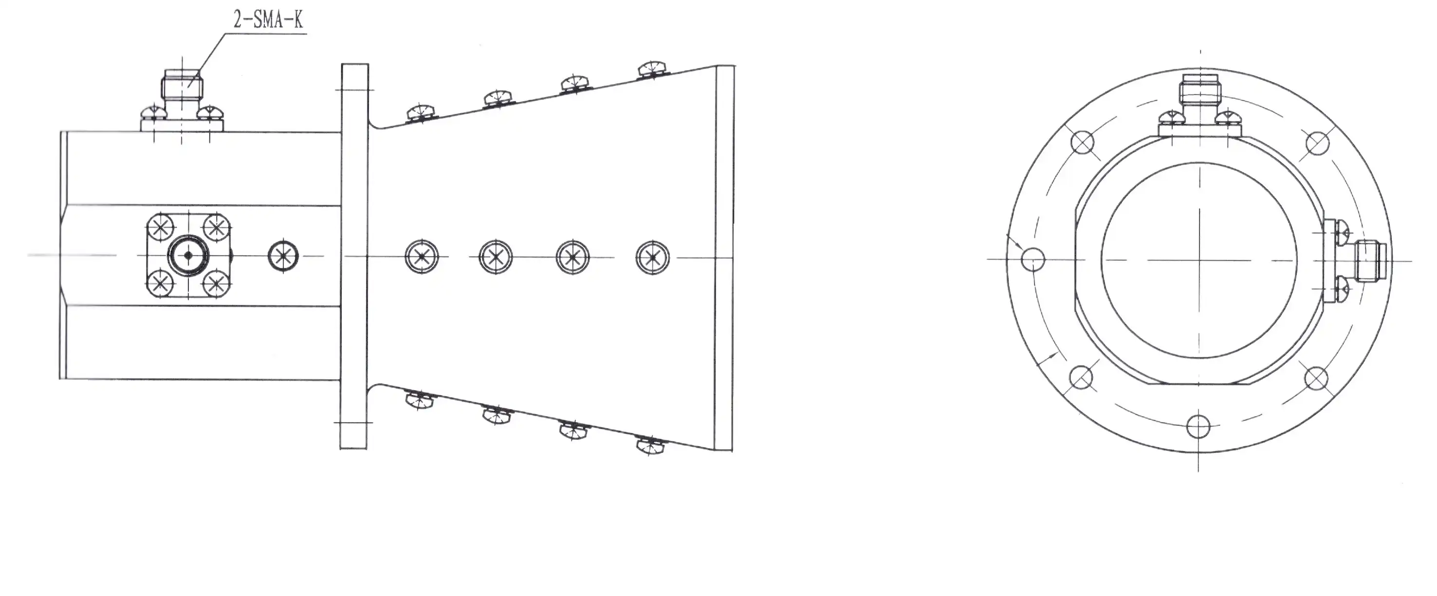 Open Boundary Dual Linear Polarization Four Ridged Horn Antenna