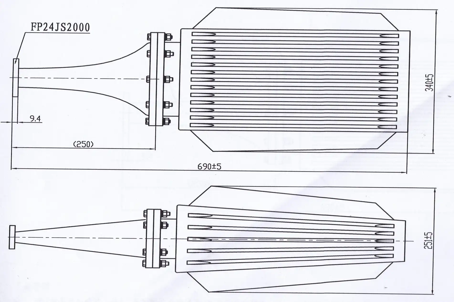 Double Ridge Waveguide Termination