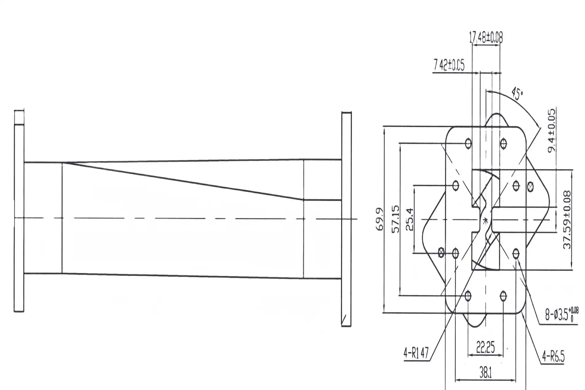 Double Ridge Twist Waveguide